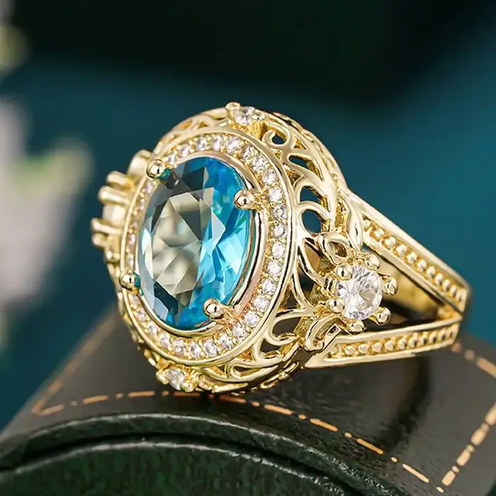 Huitan – bague classique élégante pour femmes, accessoires de doigt de luxe, couleur or, bijoux déli