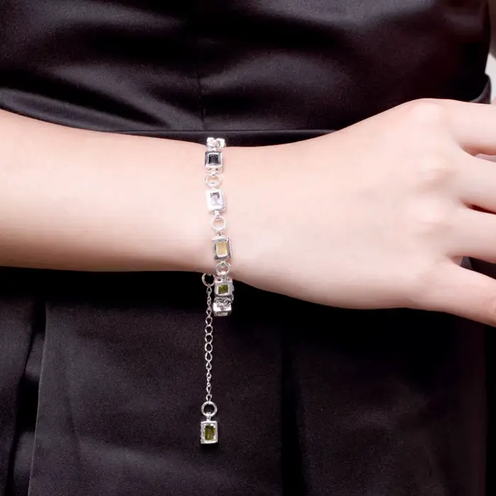 Noble Fine 925 en argent Sterling élégant charme Bracelets Zircon chaîne cristal bijoux mode pour les femmes de mariage dame