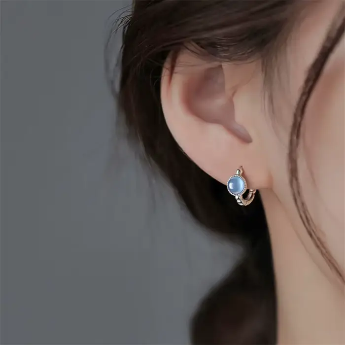 Boucles d'oreilles JellyStory Aquamarine en argent S925 pour femmes élégantes et sophistiquées pour les occasions spéciales et les événements quotidiens