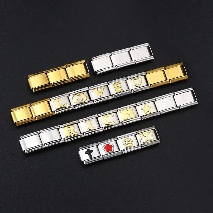 Bracelet à Breloques Italiennes avec Lettres et Nom Personnalisés