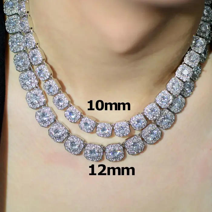 CUC – collier chaîne carrée en grappes de 12mm pour femmes et hommes