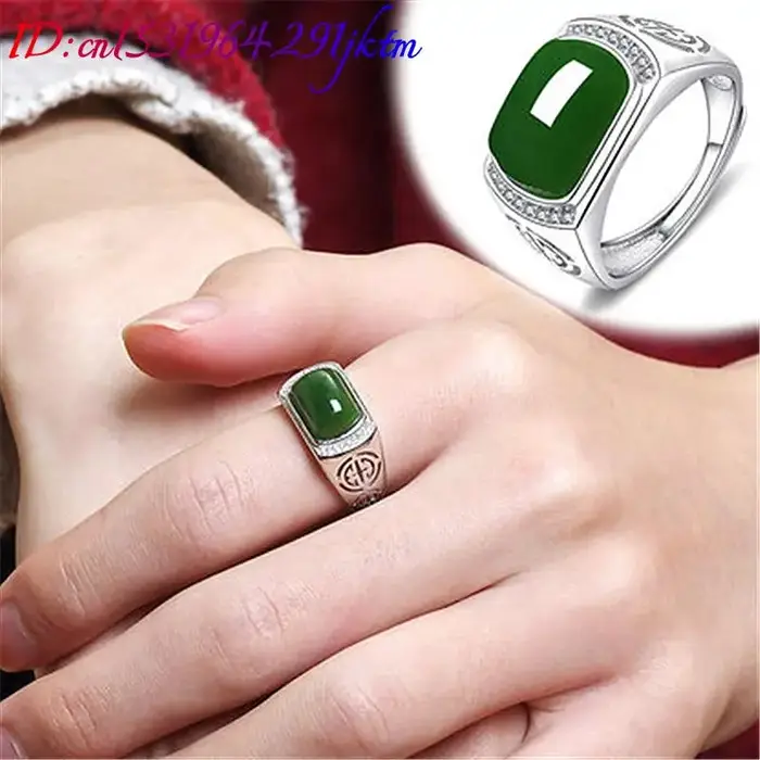 Bague réglable en argent 925 avec pierre précieuse sculptée