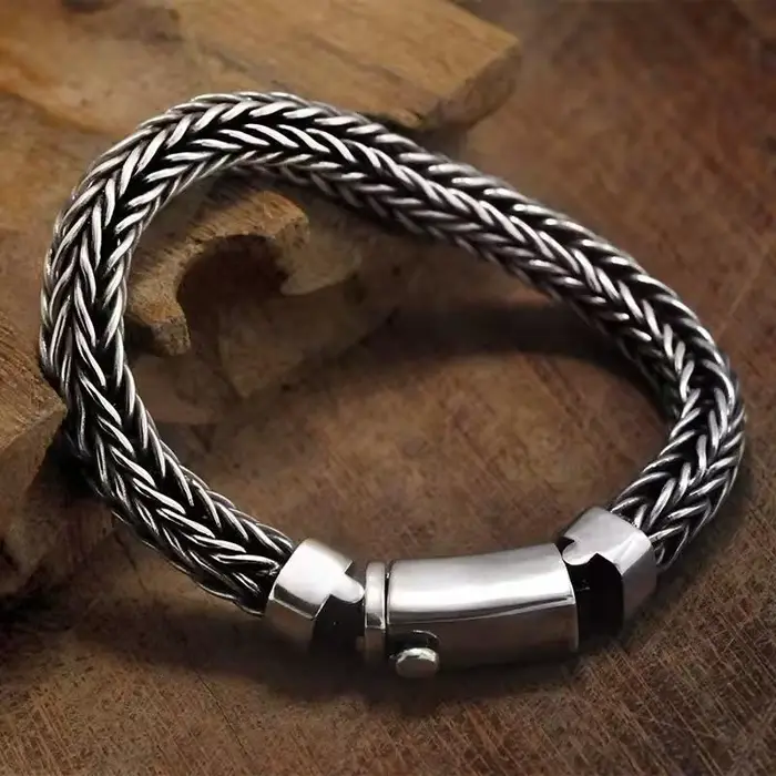 Bracelet pur tissé à la main, rétro dominateur et épais, personnalisé pour hommes