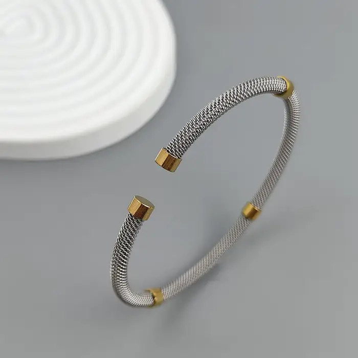 Bracelet en acier inoxydable plaqué or 18 carats, treillis métallique en acier, étanche, haute quali
