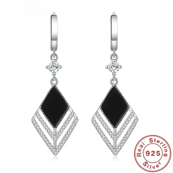 Boucles d'oreilles longues en argent Sterling 925