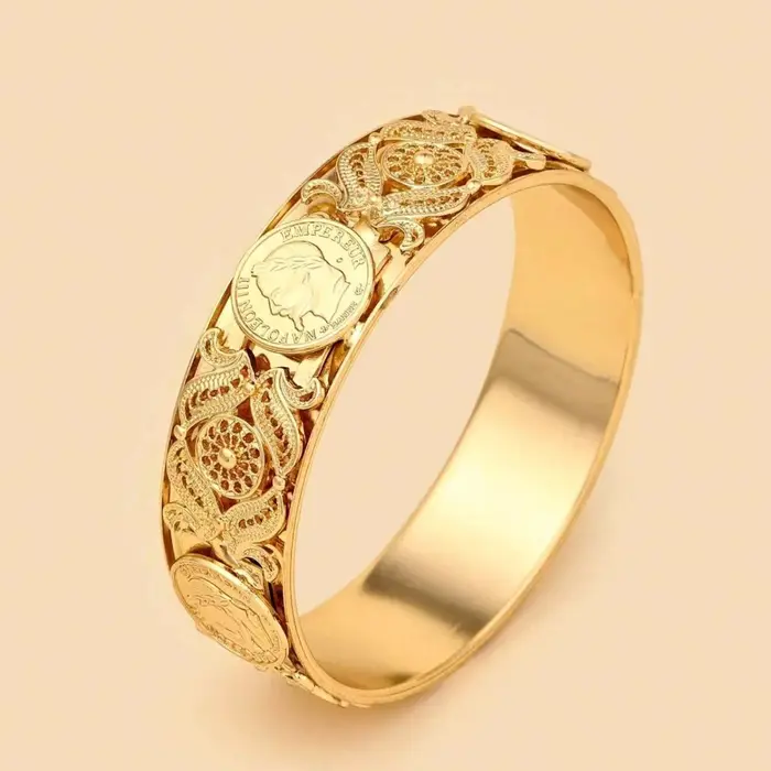 Bracelet plaqué or à motif Napoléon, bijoux de mariée marocains de luxe de Style Vintage, accessoire