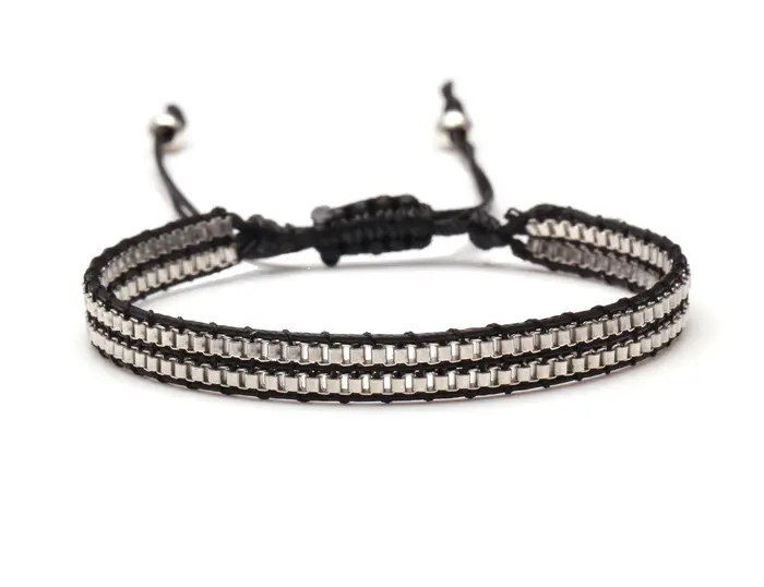 Bracelet en Verre Tissé à Deux Couches pour Homme et Femme, Bijou Ajustable avec Nministériels d Ver