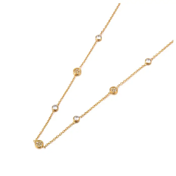 AENINE – collier avec pendentif en cristal de zircone cubique pour femmes, en acier inoxydable, bijo