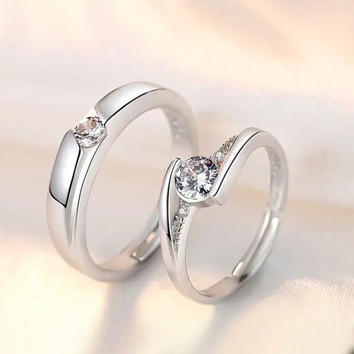Bague de Couple en argent Sterling 925