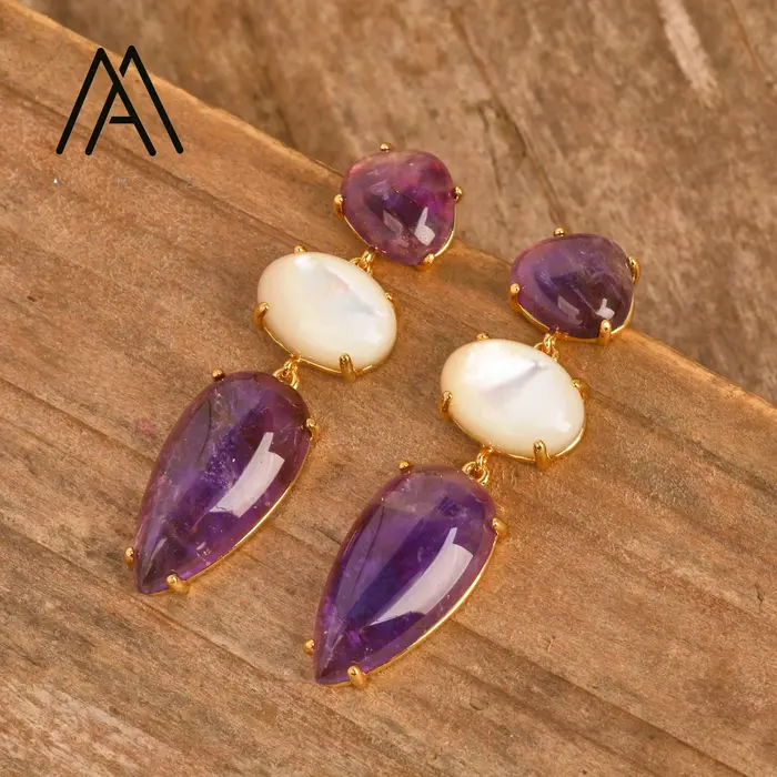 Boucles d'oreilles en Quartz Rose naturel pour femmes