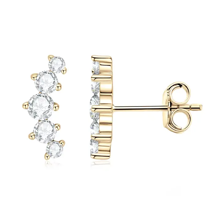 IOGOU D couleur Moissanite bijoux plaqué or jaune boucles d'oreilles sur chenilles pour femmes 925 a