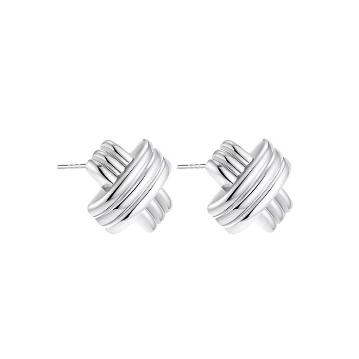 Boucles d'oreilles à nœud torsadé multicouche en acier inoxydable pour femmes, Texture de couleur mi