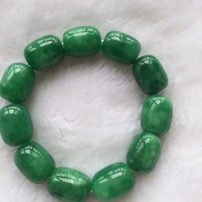 Bracelet de perles rondes en pierre vert style classique à brins pour homme et femme