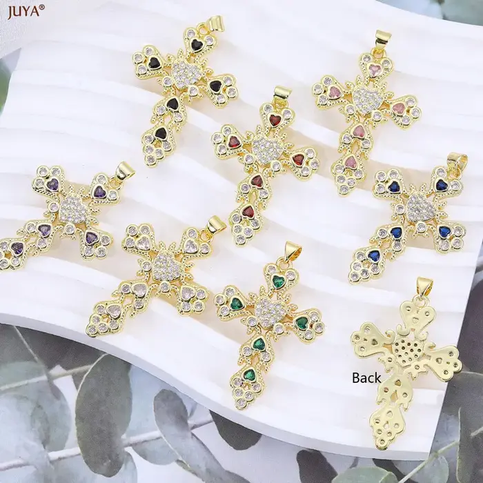 Pendentif en Pierre Naturelle de Luxe avec Croix de Jésus
