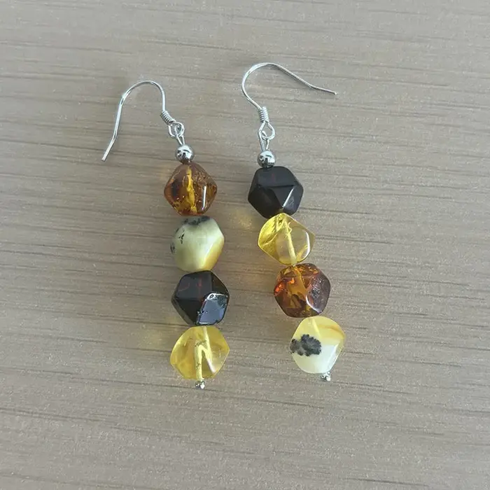 Boucles d'oreilles multicolores en ambre pour femmes