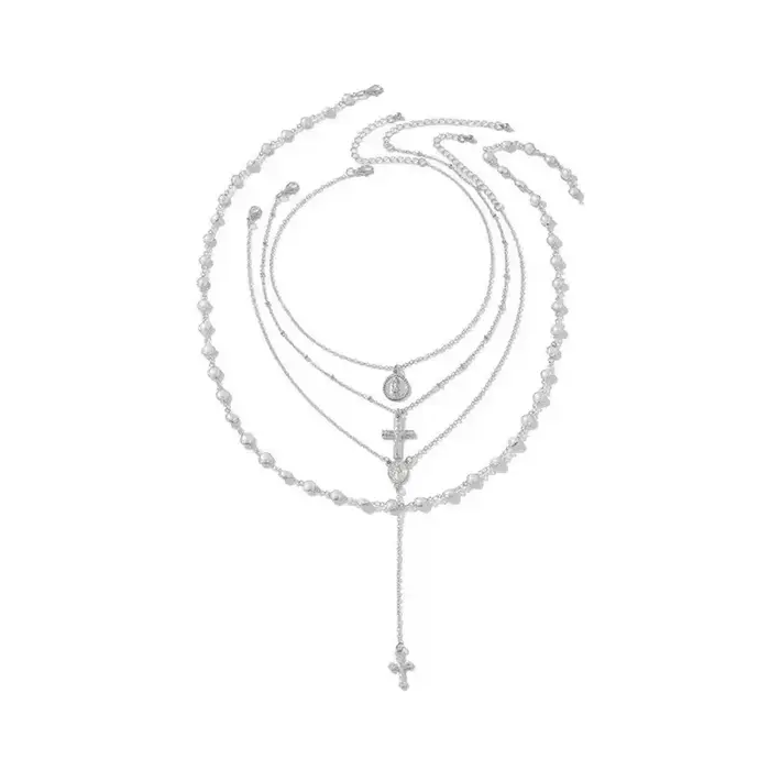 Ensemble de colliers tendance 2026 avec perles croisées vintage et perles multicouches pour femme, bijoux de cou personnalisés et accessoires de charme