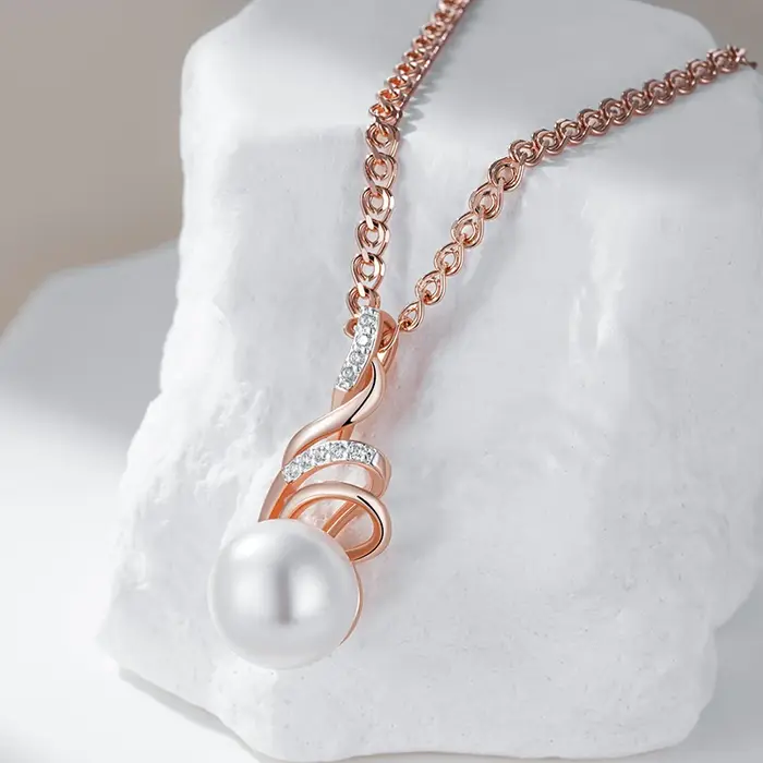Wbmqda – pendentif et collier élégant en perles blanches pour femmes