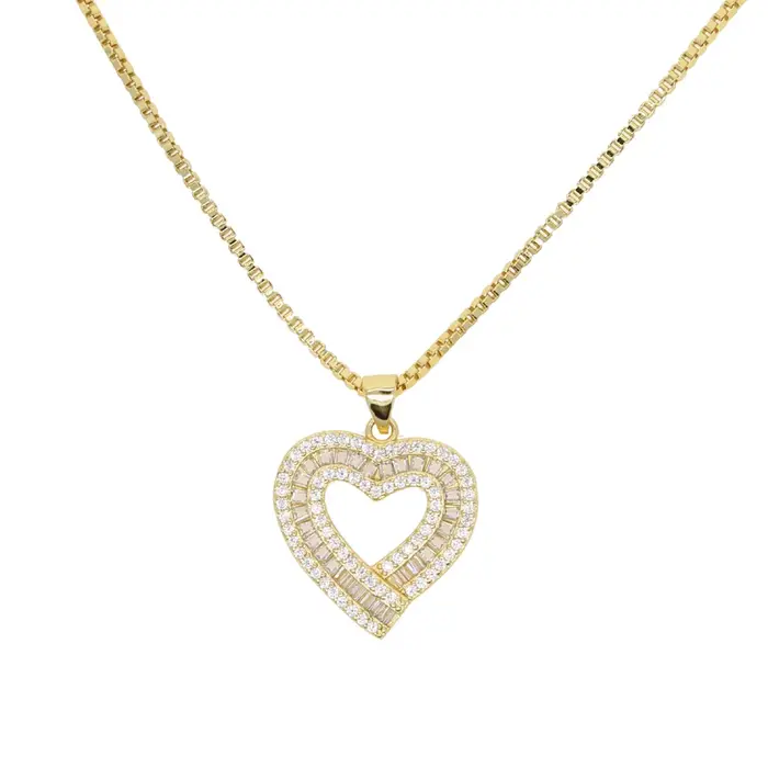 JOMicro-Pendentif en Forme de Cœur pour Femme, Boîte de 41 + 10cm, Bijoux Bling Glacé, Cadeau de ixd