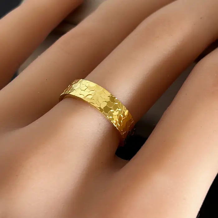Bagues plaquées or jaune pour femmes, 6 mm, bague Ice Ring scintillante, taille 6-10 #   Bague de mariage, cadeaux d'anniversaire, bijoux anti-ternissement