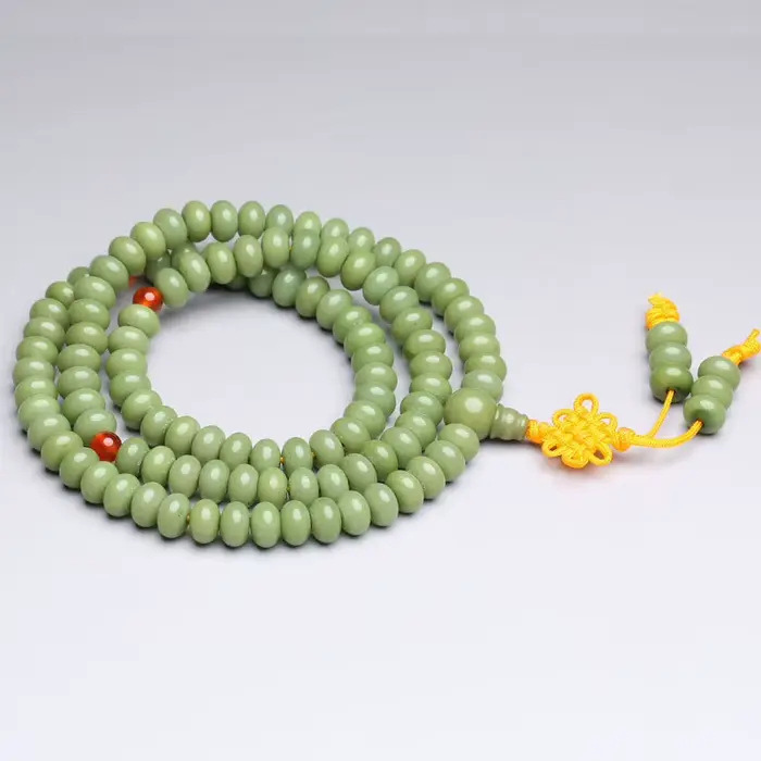 Bracelets de prière Buddist Bodhi avec perles vertes soignées, perles de palmier urgent, 8mm, 9mm, B