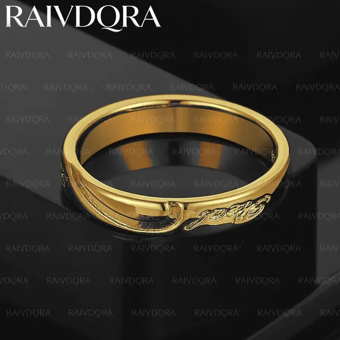 Bague fine plaquée or 18 carats avec gravure anglaise pour femmes, bijoux à la mode, accessoires de 