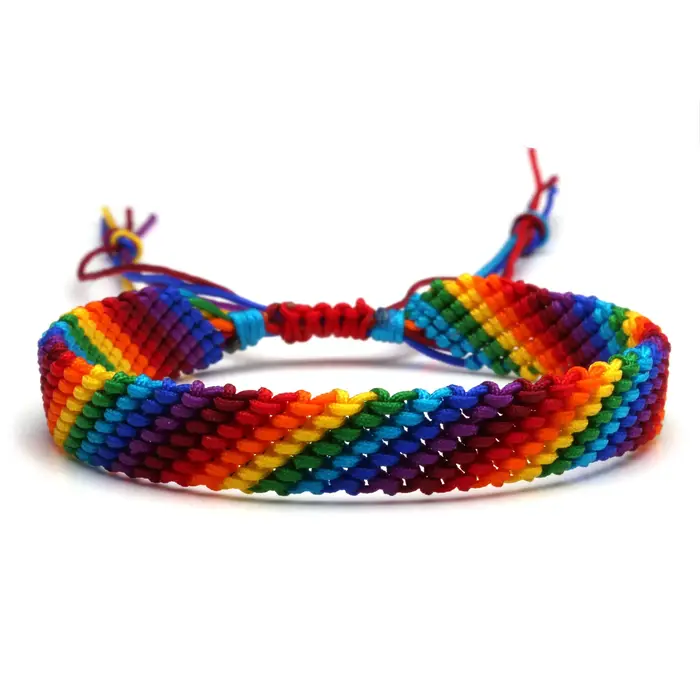Bracelet tressé arc-en-ciel Boho fait à la main lesbienne LGBT Pride Gay tissé main corde tissé à la