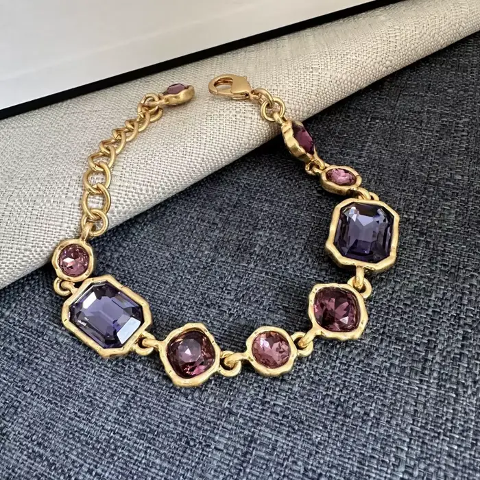 Os – bijoux à la mode, Bracelet en verre coloré géométrique brillant, accessoire de fête pour femmes