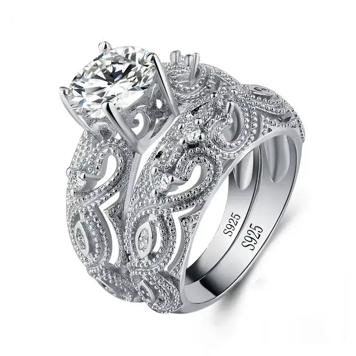 Bague de fiançailles en argent regardé 925 pour femme