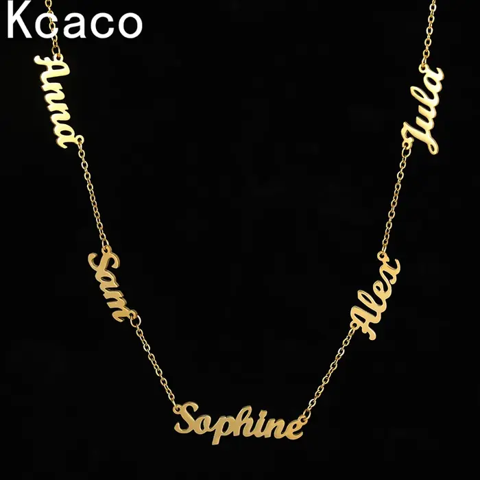 Colliers personnalisés avec plusieurs noms, chaîne de bijoux, pendentif avec nom, couleur or, pour f