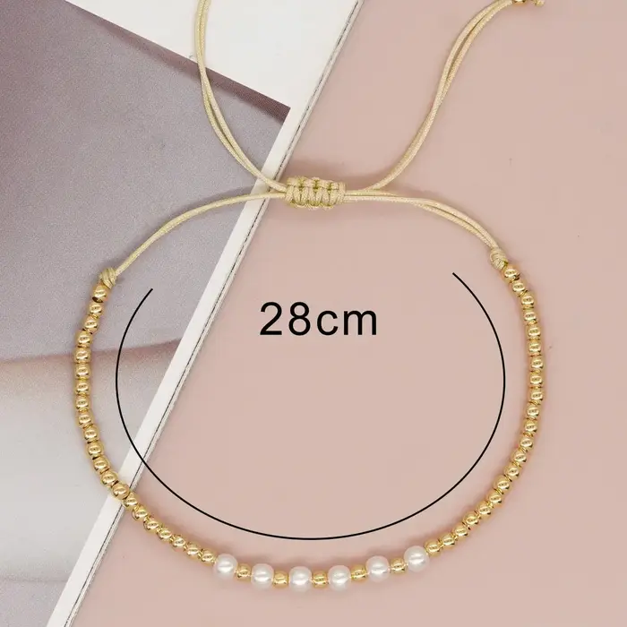 Go2boho-Bracelet de Perles Dorées pour Femme