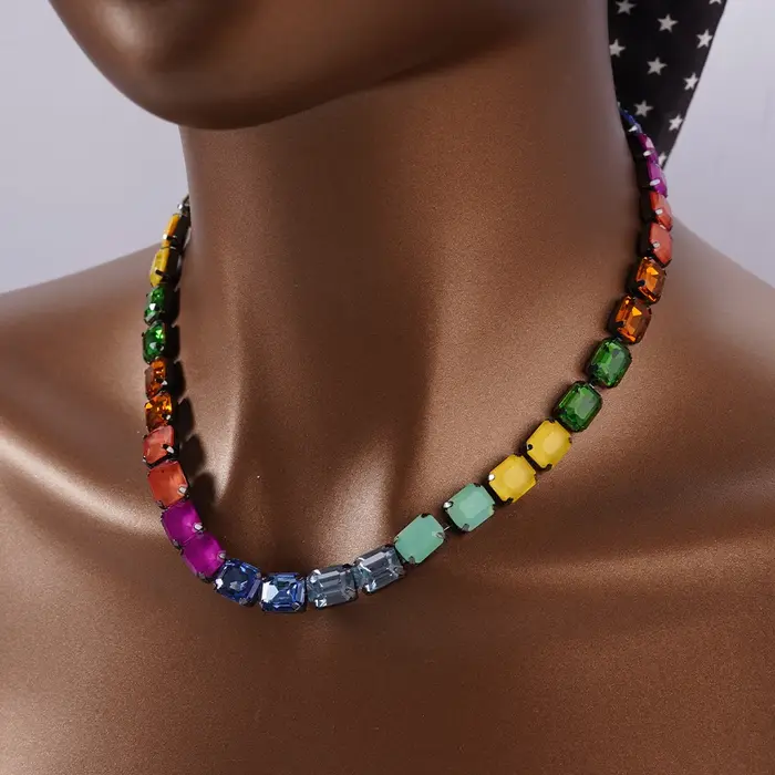 Collier de mariée coloré scintillant pour femmes