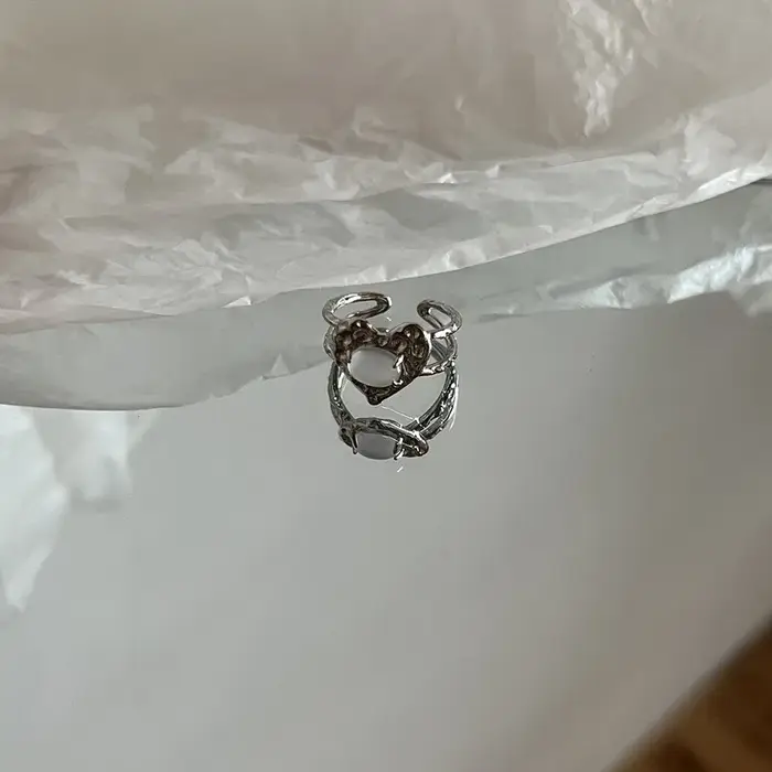 Bague ovale Vintage couleur argent rouge pour femmes