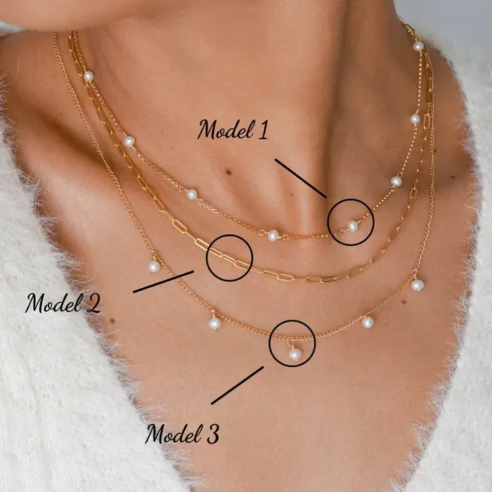 Collier de perles naturelles en or 14 carats chaîne boho pour femmes soirée élégant à offrir ocassions spéciales