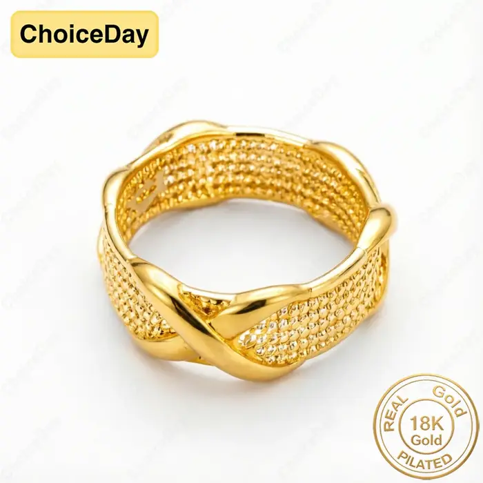 Plaqué or 18 carats # 8 Bagues délicates à tressage croisé pour femmes