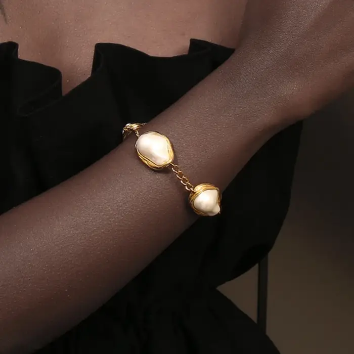 E.B.belle-Bracelets de perles irrégulières de grande taille pour femme