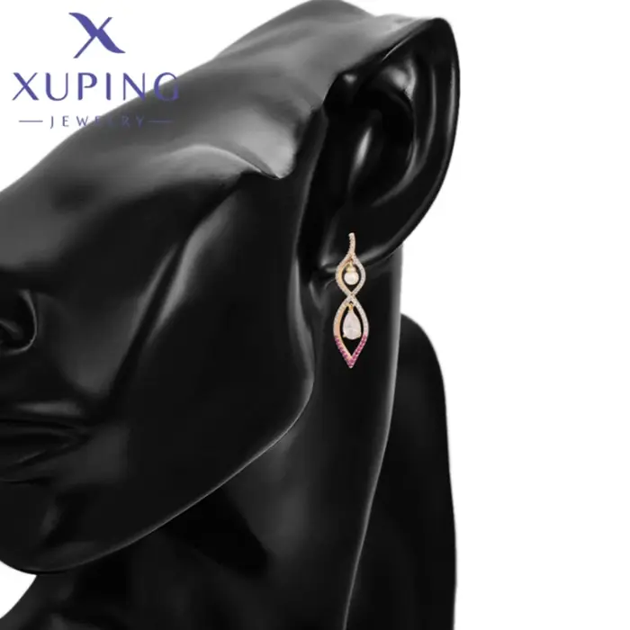 Boucles d'oreilles pendantes géométriques élégantes et tendance couleur or Xuping Jewelry