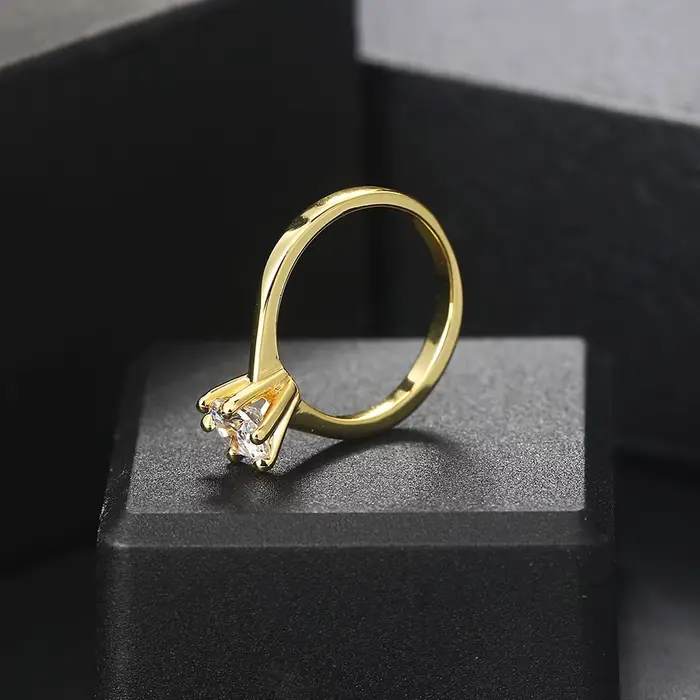 Bague de mariage en zircone cubique plaquée or 14K pour femme, alliance de mariage classique, occasion spéciale, demande en mariage, anniversaire
