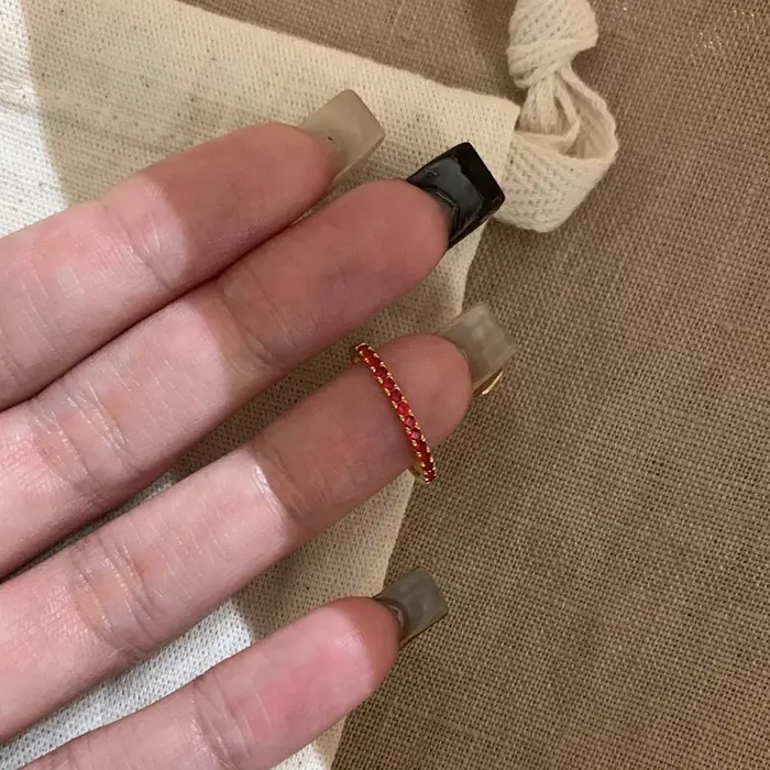 Bague ANENJERY en Zircon Rouge pour Femmes Bijoux Délicats Style Mode Occasions Spéciales