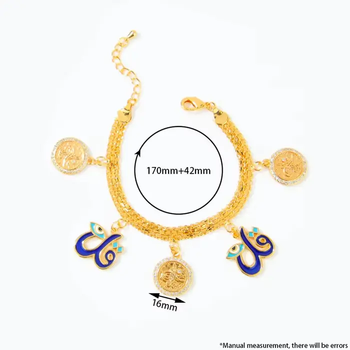 Bracelet de mode arabe plaqué or 21 carats, pièces de monnaie turques Vintage en zircone, chaînes fa