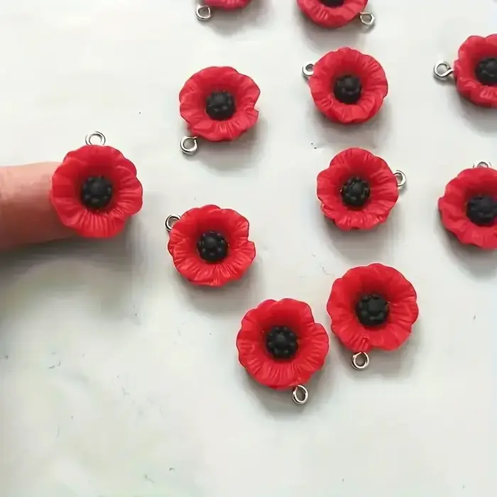 Pendentifs fleur de coquelicot rouge