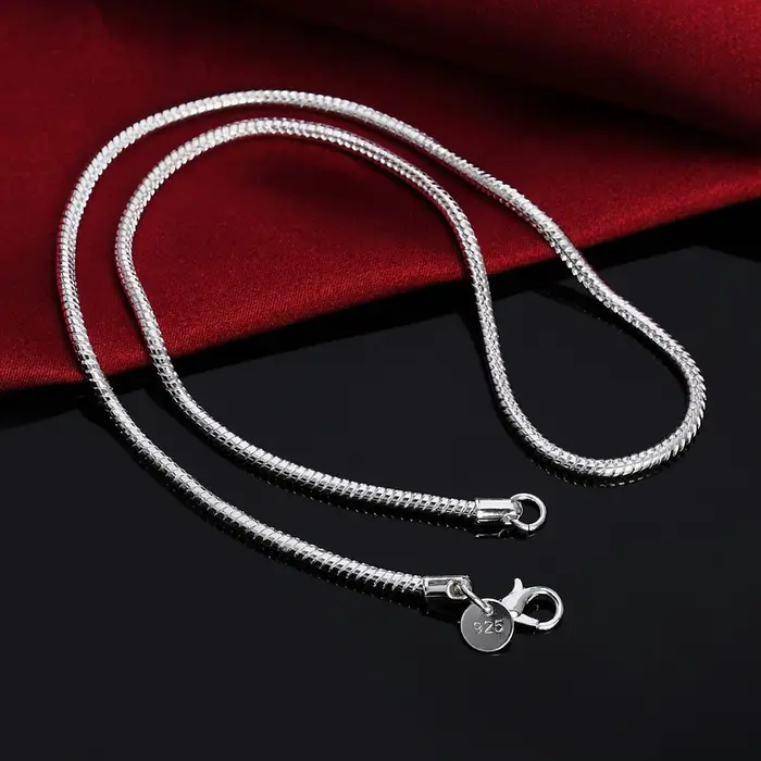 Collier Chaîne Serpent Solide en Argent 925 pour Homme et Femme Occasions Spéciales Polyvalent Élégant