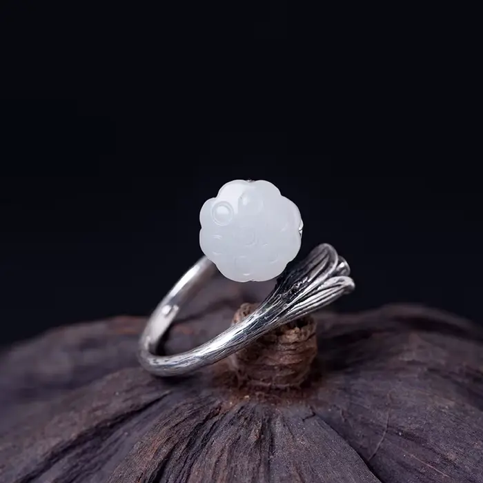 Amxiu-Bague de Luxe en Argent Sterling 925 et Pierre Naturelle, Anneau Ouvert pour Femme, Accessoire