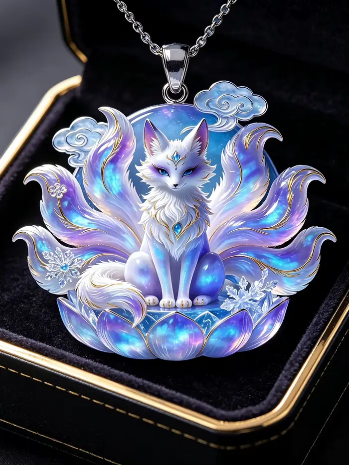 Collier pendentif renard lotus de luxe, bijou exquis au design de niche, cadeau idéal pour la meilleure amie