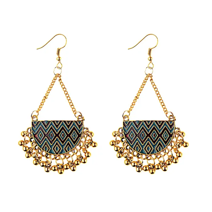 Jhumka-Boucles d'oreilles pendantes indiennes pour femmes et filles, perles vintage, bijoux en or, p