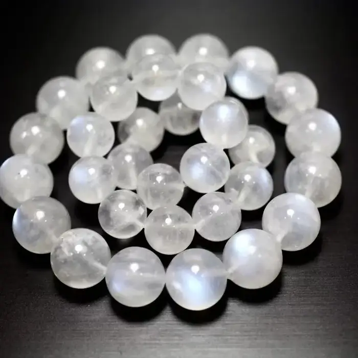 Bracelet de perles rondes en pierre de lune bleue transparente naturelle AAAAA, symbole d'amour, pou