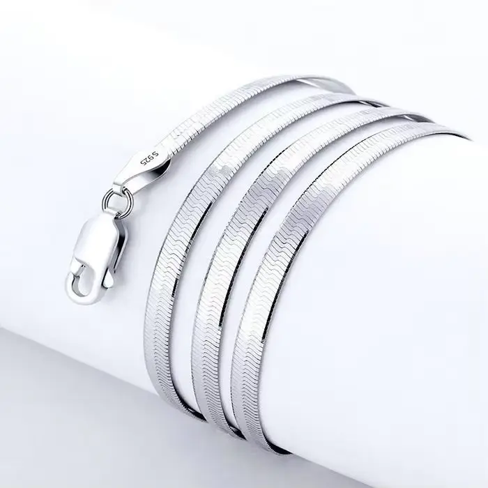 Collier chaîne en argent Sterling 925 de 4MM pour femmes, bijoux fins de luxe pour Couple, chaîne à lame, cadeau de mariage, ras du cou, clavicule