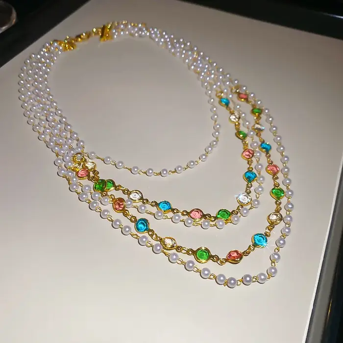 Nouveau collier de perles coloré Dopamine, collier de perles multicolores, chaîne de clavicule en cr