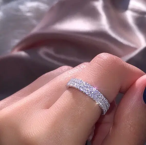 Bague de fiançailles de luxe en or blanc pour femme, bijou de mariage, fiançailles