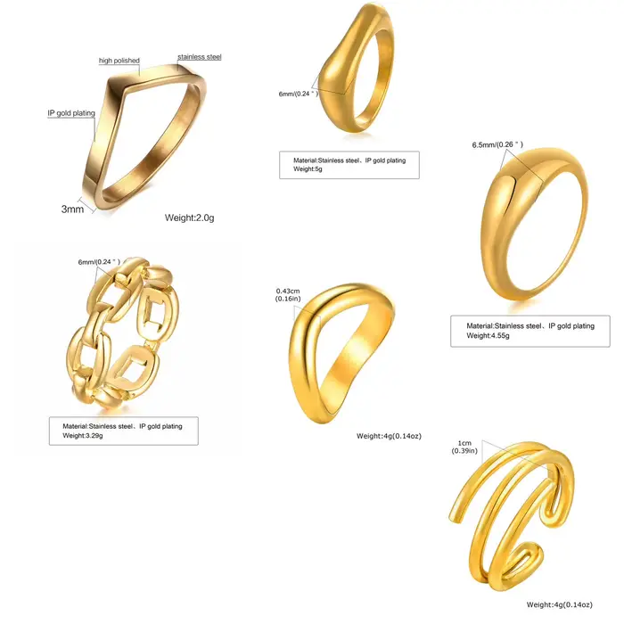 Bague épaisse Double couche pour femmes, acier inoxydable plaqué or, bague radiale à bande de déclar