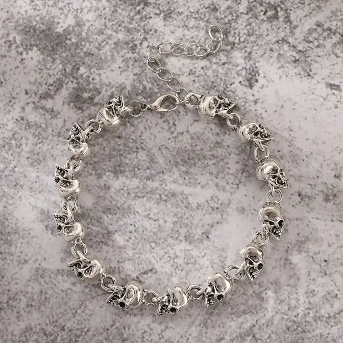 Bracelet de perles de crâne rétro de Style Punk pour hommes et femmes